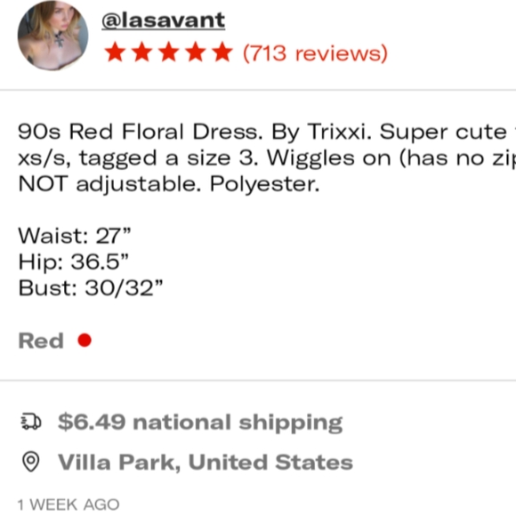 ‼️ISO‼️ 90s Trixxi Red, Orange Floral Dress (for XS/S)- EXACT DRESS - Picture 3 of 5